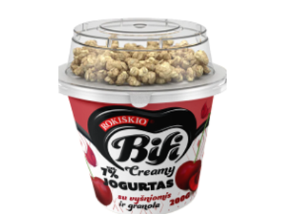 Jogurtas BIFI Creamy, su vyšniomis ir granola , 6%. 200 g