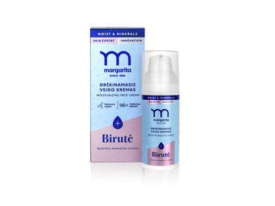 MARGARITA MOIST & MINERALS drėkinamasis veido kremas su mineraliniu vandeniu „Birutė“ 50 ml