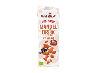 Ekologiškas migdolų gėrimas NATURLI' be pridėtų cukrų, 1 l
