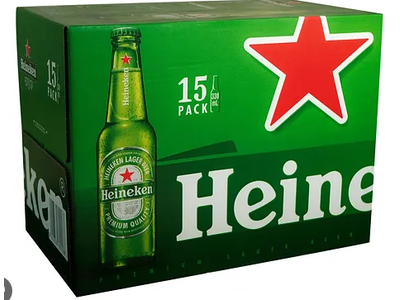 Alus HEINEKEN, 5%, 15 x 0,5l, butelis