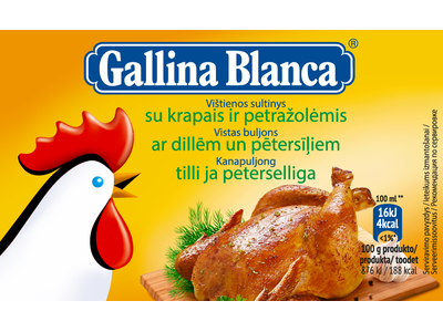 Vištienos sultinys GALLINA BLANCA, su krapais ir petražolėmis, 8 vnt.