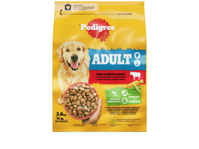 Sausas šunų ėdalas PEDIGREE su jautiena ir paukštiena, 2.6 kg