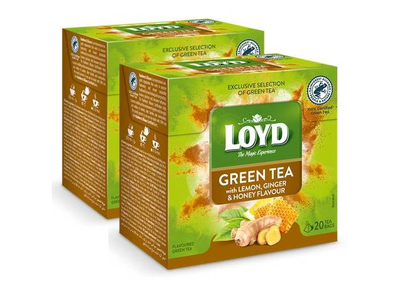 Žalioji arbata LOYD Green Lemon, Honey, Ginger 20x2g