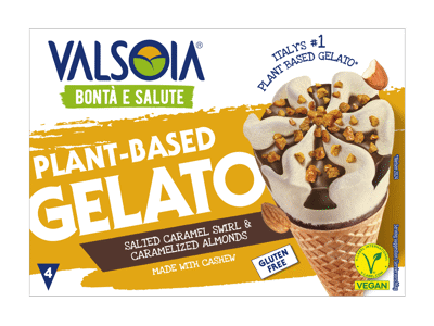 Augaliniai valgomieji ledai VALSOIA, sūrios karamelės skonio, 300 g