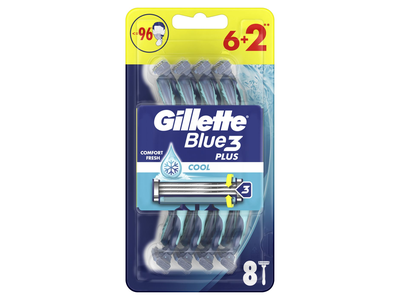 Vienkartiniai skustuvai Gillette BLUE 3 Plus Cool, 6+2 vnt.
