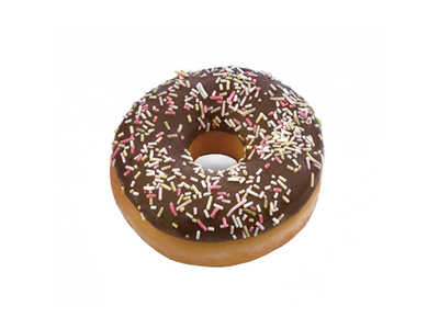 Spurga DOTS, su šokoladiniu glaistu ir pabarstais, amerikietiška, 55 g x36 vnt