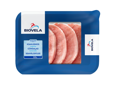 Atšaldyti kiaulienos nugarinės pjausniai be kaulo, 320g UTENOS MĖSA