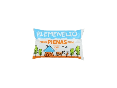 PIEMENĖLIO pienas, maišelyje, 2,5%, 1 l