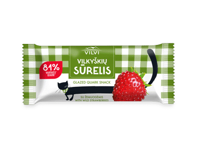 Glaist. VILKYŠKIŲ varškės sūrelis su žemuogėmis, 23 % rieb., 40 g