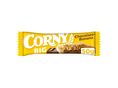 Bananų skonio javainių batonėlis su šokoladu CORNY BIG, 50g