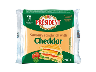 Lydytas sūris riekutėmis PRESIDENT CHEDDAR, 200 g