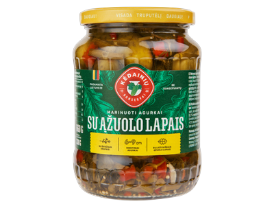 Marinuoti agurkai KĖDAINIŲ, su ąžuolo lapais, 660 g / 330 g