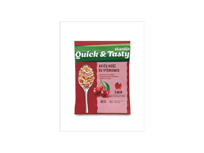 Avižinė košė QUICK & TASTY su vyšniomis, 40 g