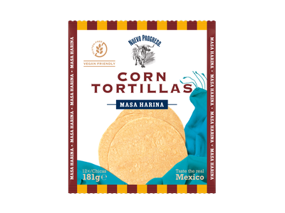 Kukurūzų tortilijos NUEVO PROGRESO,  14-15 cm, 12 vienetų, 181 g