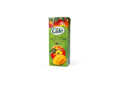 Įvairių vaisių sulčių gėrimas CIDO, 0,2 l, tetrapak.