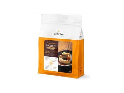 Baltas šokoladas VELICHE, karamelės skonio, 31 %, 10 kg
