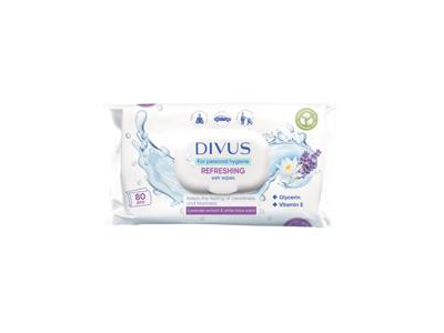 Drėgnosios servetėlės DIVUS su vitaminu C, 80 vnt.