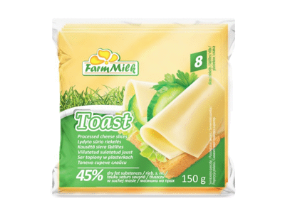 Lydytas sūris riekelėmis TOAST, 45 % rieb. s. m., 150 g