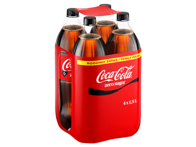 Gaz. gaiv. gėrimas COCA-COLA ZERO, 4 x 1,5 l