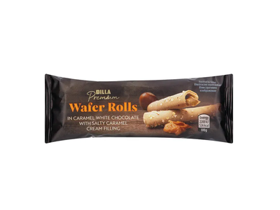 Vaflinės lazdėlės su sūdyta karamele BILLA Premium, 35 g