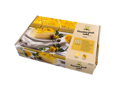 Šaldytas pasiflorų skonio pyragas, pjaustytas,(16vnt. x 130g), 2,1 kg