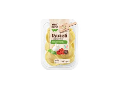 Ravioliai WELL DONE su burata, pomidorais ir bazilikais, 200 g
