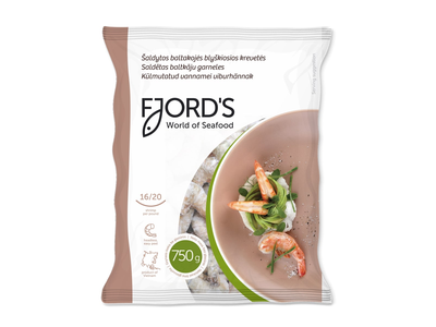 Šaldytos baltakojės blyškiosios krevetės FJORD'S, nev., be galv, su kiaut.,EasyPeel 16/20, 25% 0,75