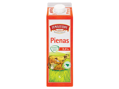ŽEMAITIJOS Pienas, 3,2% rieb., 1 l