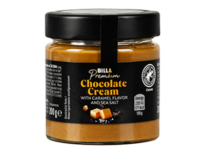 Šokoladinis kremas sūrios karamelės ir jūros druskos skonio BILLA PREMIUM, 200 g