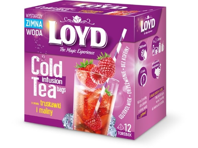 Vaisinė arbata LOYD Cold Infusion, braškių ir aviečių skonio, 12 x 2,5 g