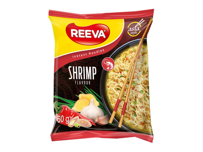Greitai paruošiami krevečių skonio makaronai REEVA ASIAN, 60g