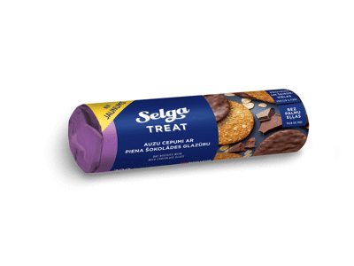Avižiniai sausainiai SELGA TREAT su šokolado glaistu, 200 g