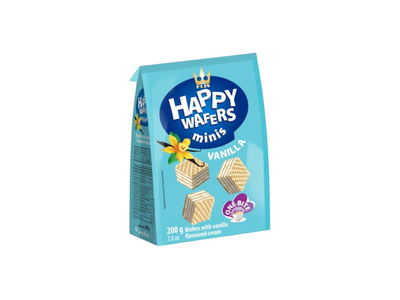 Happy Wafers Vanilla mini vafliai su įdaru, 200 g