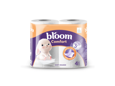 Tualetinis popierius BLOOM COMFORT SOFT ORANGE, 3 sluoksnių, 4 vnt.