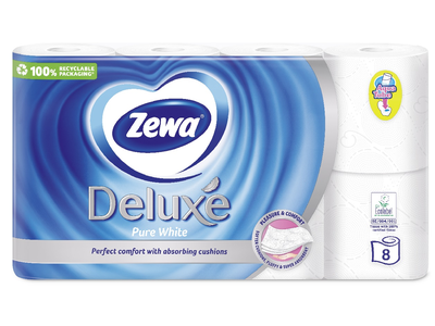 Tualetinis popierius ZEWA Pure White, 3 sluoksnių, 8 vnt., 20,7 m., 150 lapelių