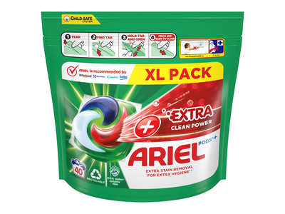 Skalbimo kapsulės Ariel Extra Clean, 40vnt