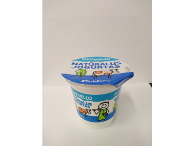 Natūralus jogurtas PIEMENĖLIO, 3 %, 125 g. (M)