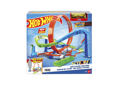 Žaislinė automobilių trasa su greitėjimo kilpa HOT WHEELS, 1 vnt.