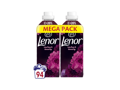 Minkštiklis LENOR Lotus Flower & Diamond Figs, 2 x 47 skalb., 2 x 987 ml