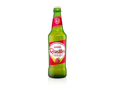Alaus kokteilis UTENOS, Radler, braškių ir bananų, 4,2%, 0,5l, butelis
