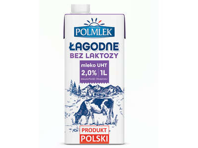 Pienas POLMLEK, be laktozės, 2 %,  UAT, 1 l