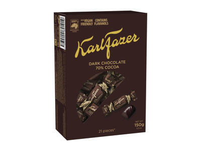 Juodojo šokolado (70 %) saldainiai KARL FAZER, 150 g