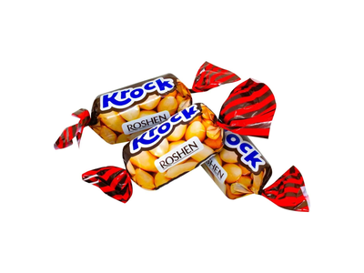 Glaistyti saldainiai ROSHEN KROCK, su žemės riešutais, 1 kg