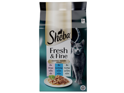 Kačių ėdalas SHEBA MINI su žuvimi, 6 x 50 g