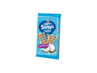 Happy Swing Vaflių suktinukai su kokosu, 150 g