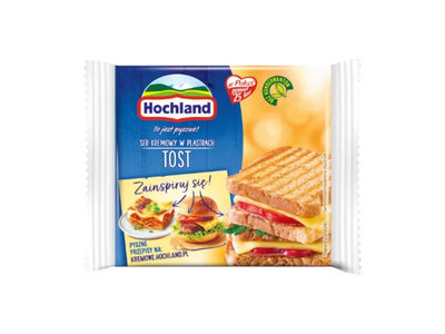 Lydytas sūris HOCHLAND (riekelės), 19 % rieb. s. m., 130 g