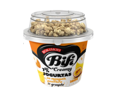 Jogurtas BIFI Creamy, su mangais, pasiflorais ir granola , 6%, 200 g