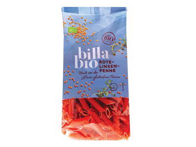 Ekologiški makaronai iš raudonųjų lęšių PENNE BILLA BIO, 250 g