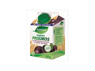 Raugintos GAMTOS pasukos su džiovintomis slyvomis ir ispaninio šalavijo (Salvia hispanica) sėklomis, 0,4 % rieb., 500 g
