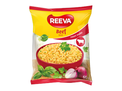 Greitai paruošiami makaronai REEVA, jautienos skonio, 60 g
